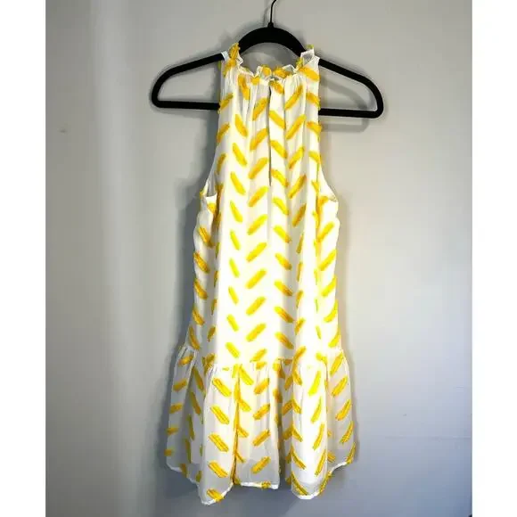 Ali & Jay Agua Caliente Dress in Sunshine in Yellow with Ruffled Neck Line sz. S - Picture 2 of 7